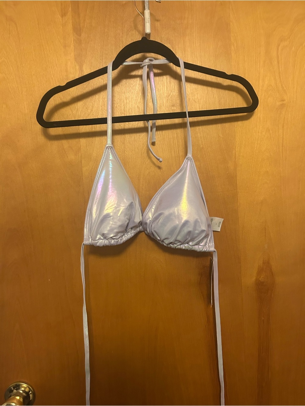 NWT wild fable lilac purple iridescent wrap around bikini top - L